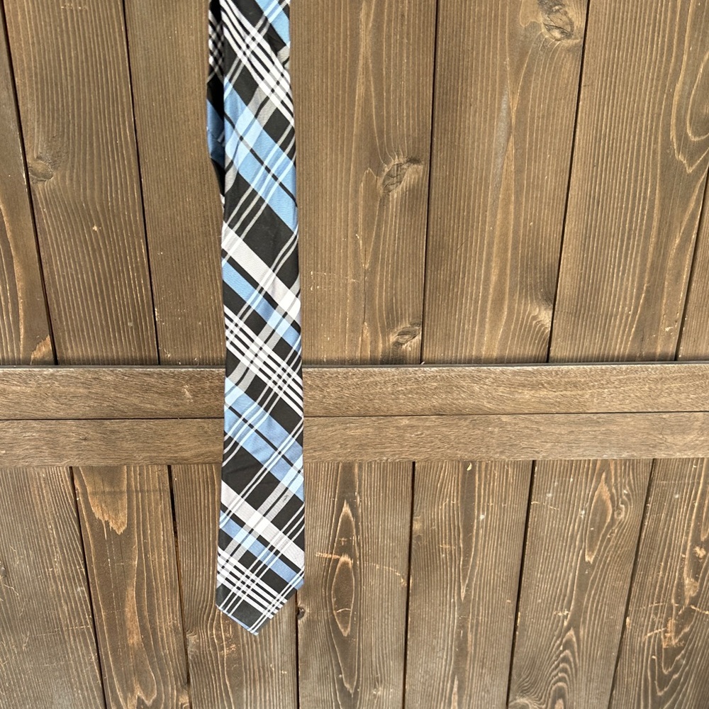 Express Blue and Black Plaid Men's Tie